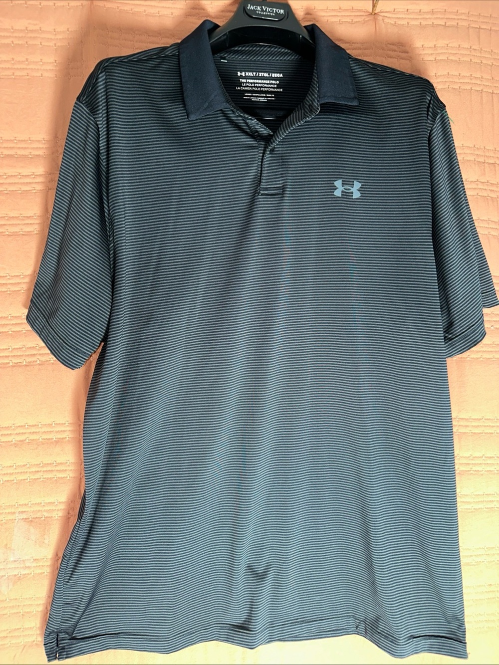 Under Armour Men’s Navy with Light Blue Micro-Stripe Polo